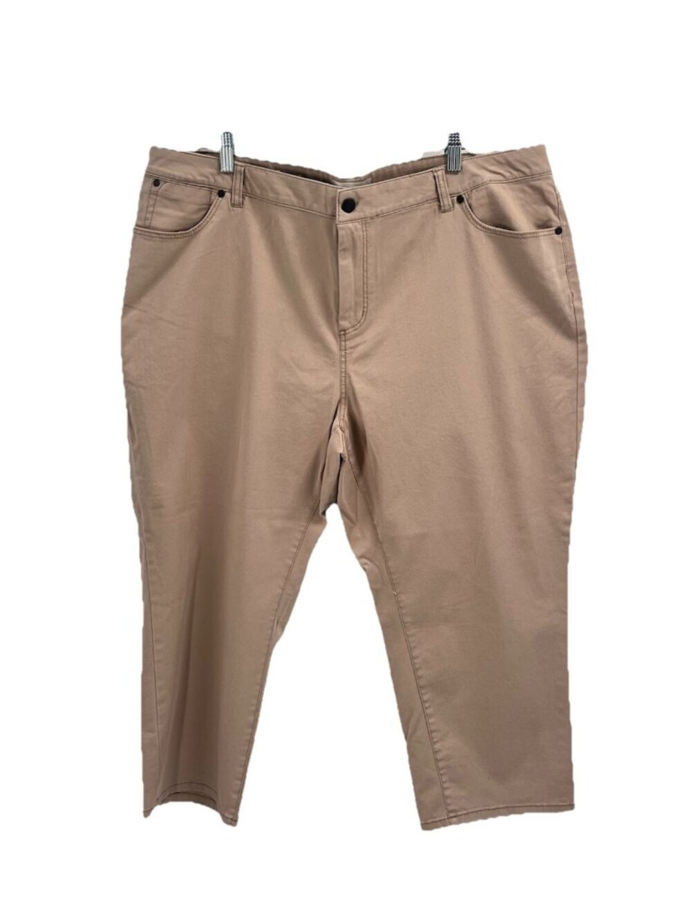 Talbots Heritage Womens 20W Beige Cropped Strtch Twill Pants Plus Size Classic